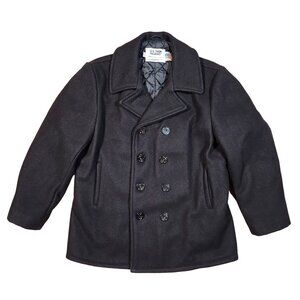 US Navy 740N Pea Coat Jacket Size 46 Wool Blend Double Breasted Black Coat USA a